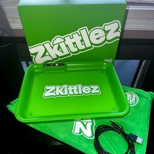 Green Zkittlez Glow Tray LED Rolling Tray Light up Rolling Tray 11x7in